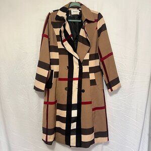 Ailoiyou Plaid Long Trench Coat Womens